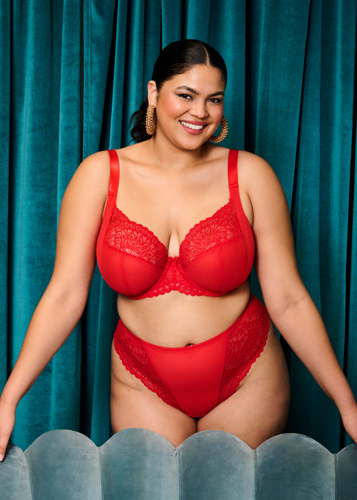 Elomi Tiernie Plunge Stretch BH med bøjle, rød - Billede 6